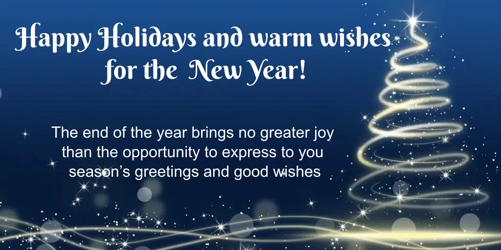 Happy Holidays and warm wishes for the New Year!